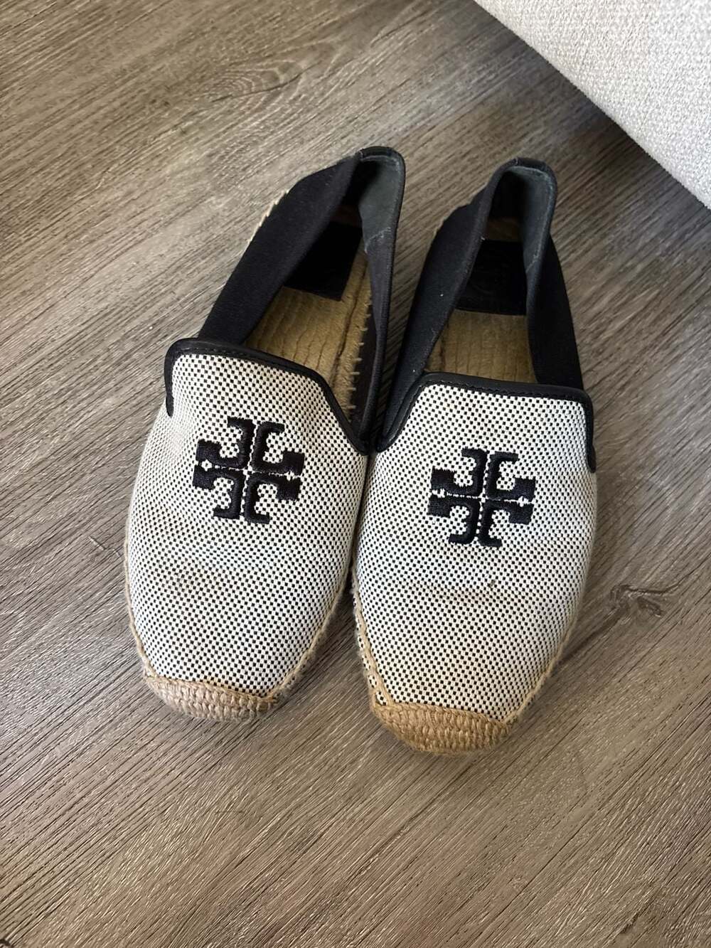 Tory Burch Ines Canvas Espadrille Flats in New Cream/Black